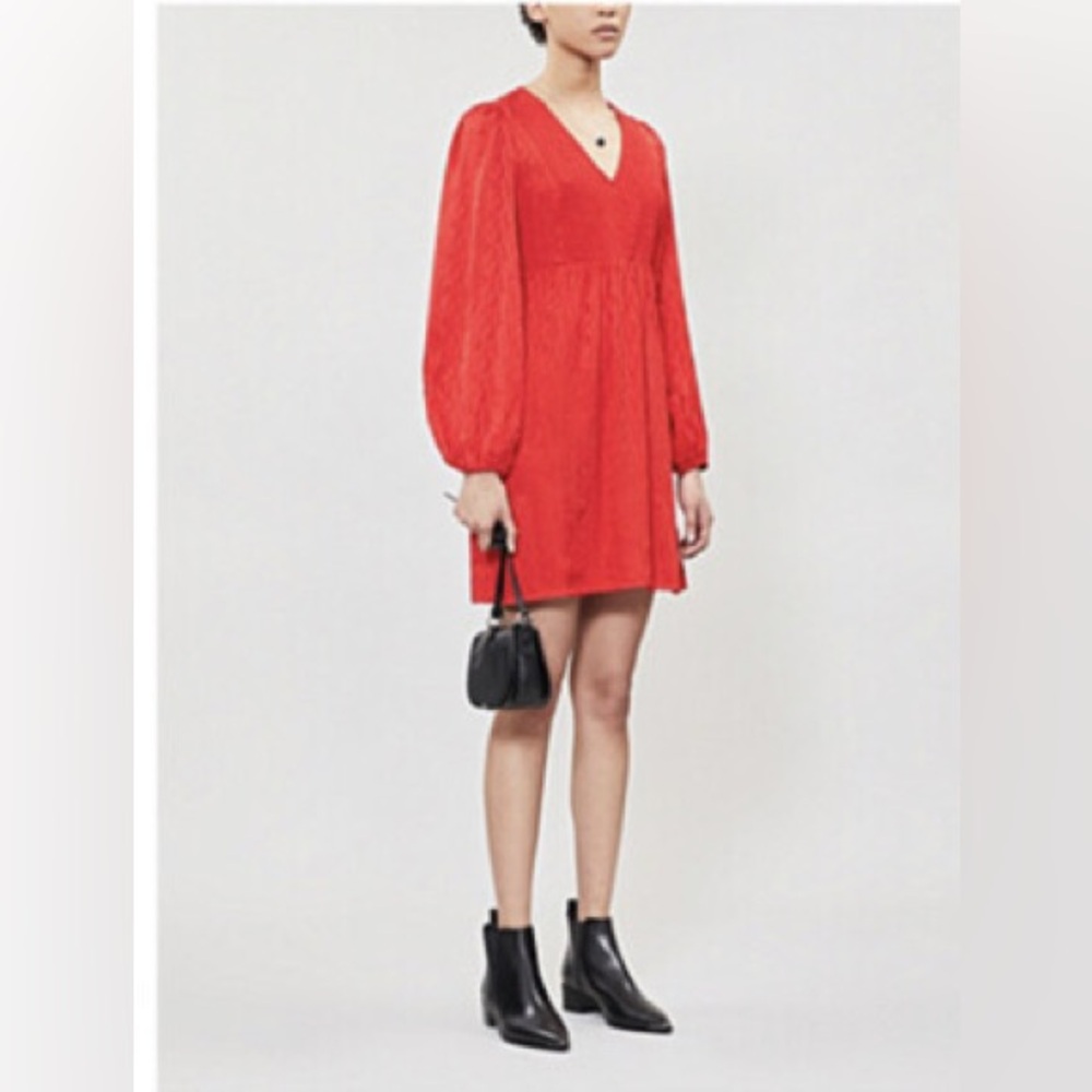 Maje Rimine Jaquard Red Mini Dress Size 2 - Medium‎